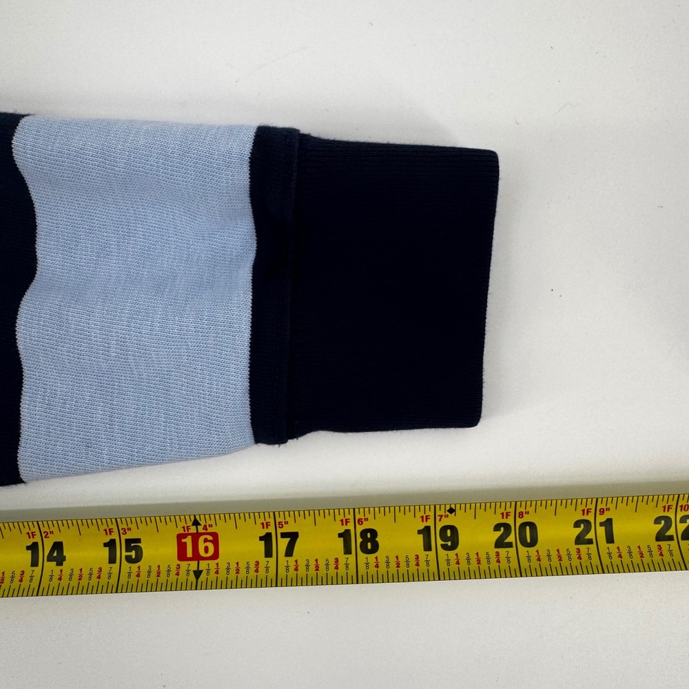 Polo Ralph Lauren Mens Custom Slim Fit Rugby Shirt Navy Blue Striped Size M - Picture 6 of 8